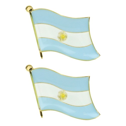 Metallic Argentina Flag Badge Lapel Pin 2 Pack Set - FREE SHIPPING - Picture 2 of 3