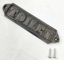 Vintage Brass Toilet Door Sign   Solid Metal Bathroom Plaque with Screws   Rust