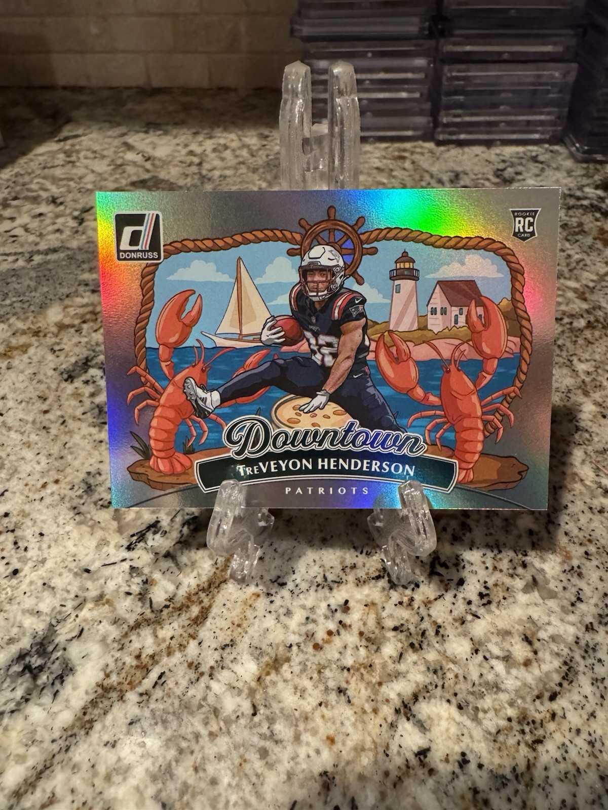 2025 Donruss Treveyon Henderson Downtown! Horizontal SP RC #15 Patriots