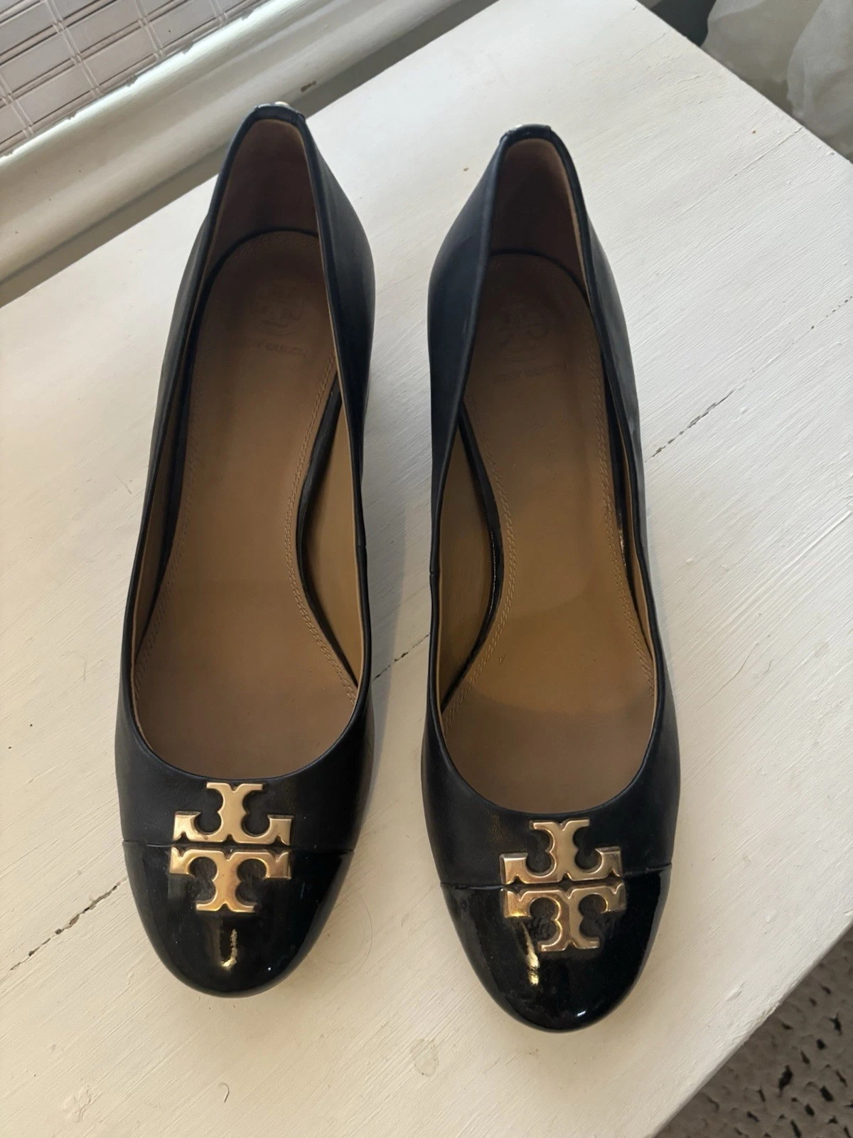 TORY BURCH Everly Tacco a Blocco con Punta a Cappuccio in Pelle Nero Taglia 10