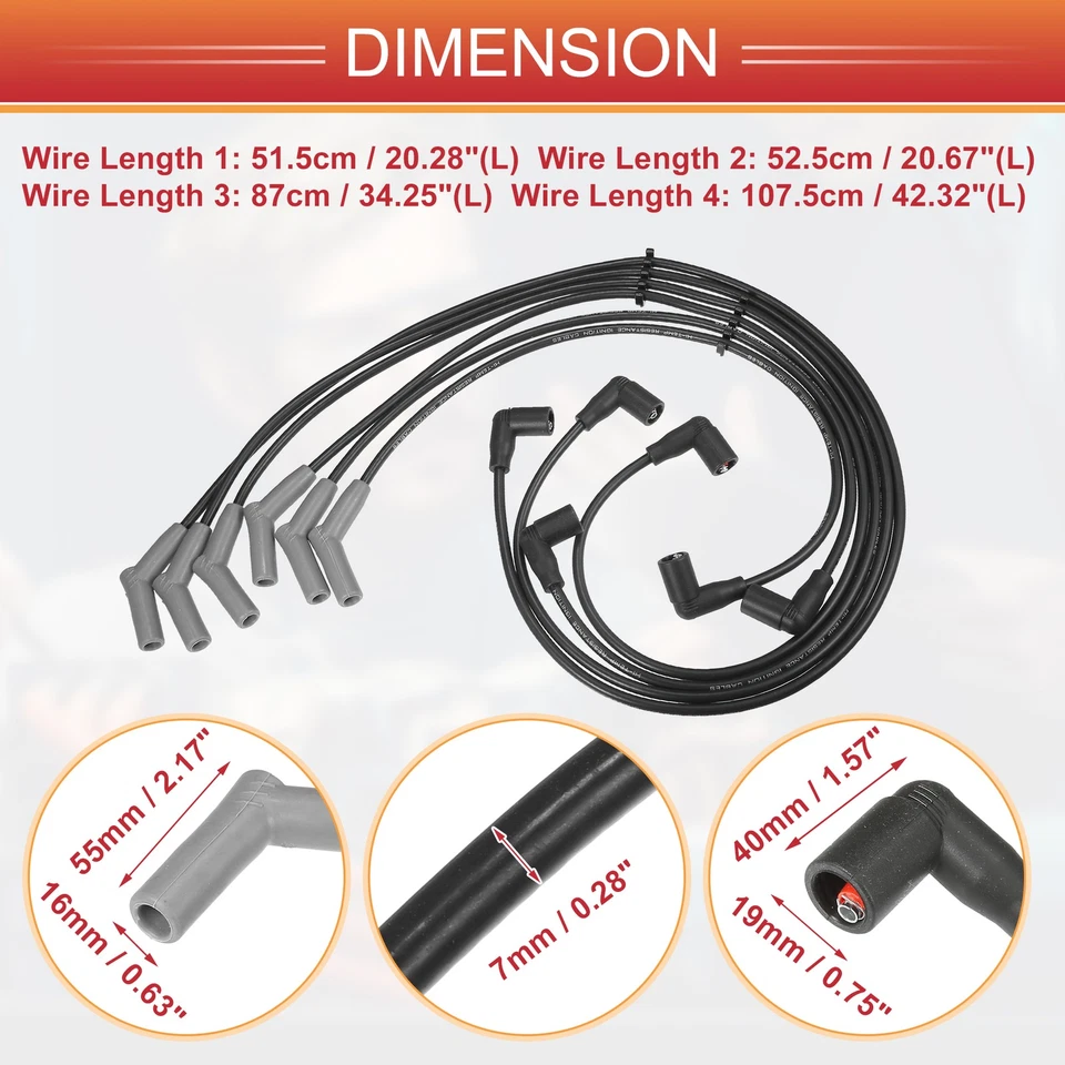 Cable de bobina de encendido de cable de bujía de 6 piezas para Ford Freestar 2004-2005 V6 3,9 L Foto 3 de 4