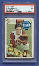 1969 JOHNNY BENCH ROOKIE PSA 1 PR TOPPS CINCINNATI REDS HOF LOW GRADE (#95) RZC