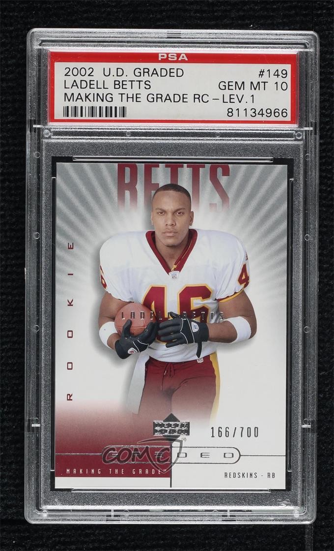 2002 Upper Deck Graded Making the Grade 166/700 Ladell Betts #149 Rookie RC 09q5