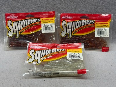 Obsolete Vintage Berkley 4''  Sqwormers Worms (3) 15 Pks