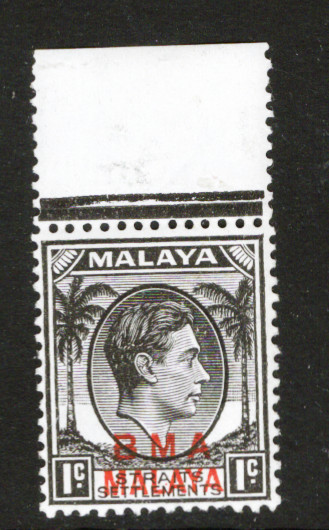 BMA MALAYA  ONE CENT CHALKY PAPER UM