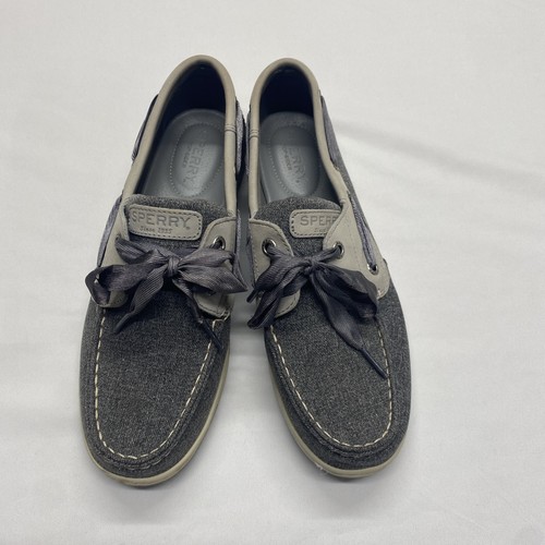 Sperry Koifish Grey Fabric Boat Shoes Women's Size 7.5