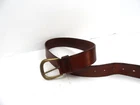 Eddie Bauer Brown Women's Full Grain Leather Belt Brass Buckleg M/25-30”- 1.5" W