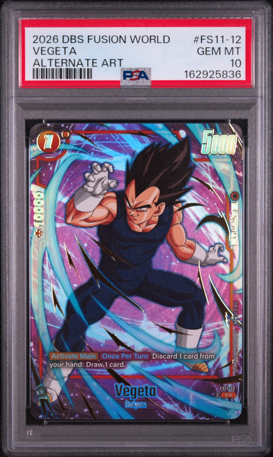 2026 DRAGON BALL SUPER CARD GAME FUSION ALTERNATE ART #FS11-12 VEGETA PSA 10 view 1