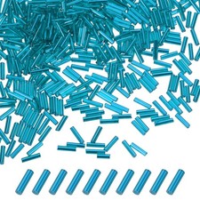 1800-Pack Bugle Beads, 2x6mm Tube Beads Kit for DIY Craft Sky Blue
