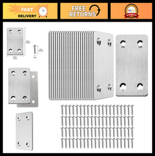 Pack of 20 Flat Metal Straight Brace Plates, 0.06" Thick Corner Mending Brackets