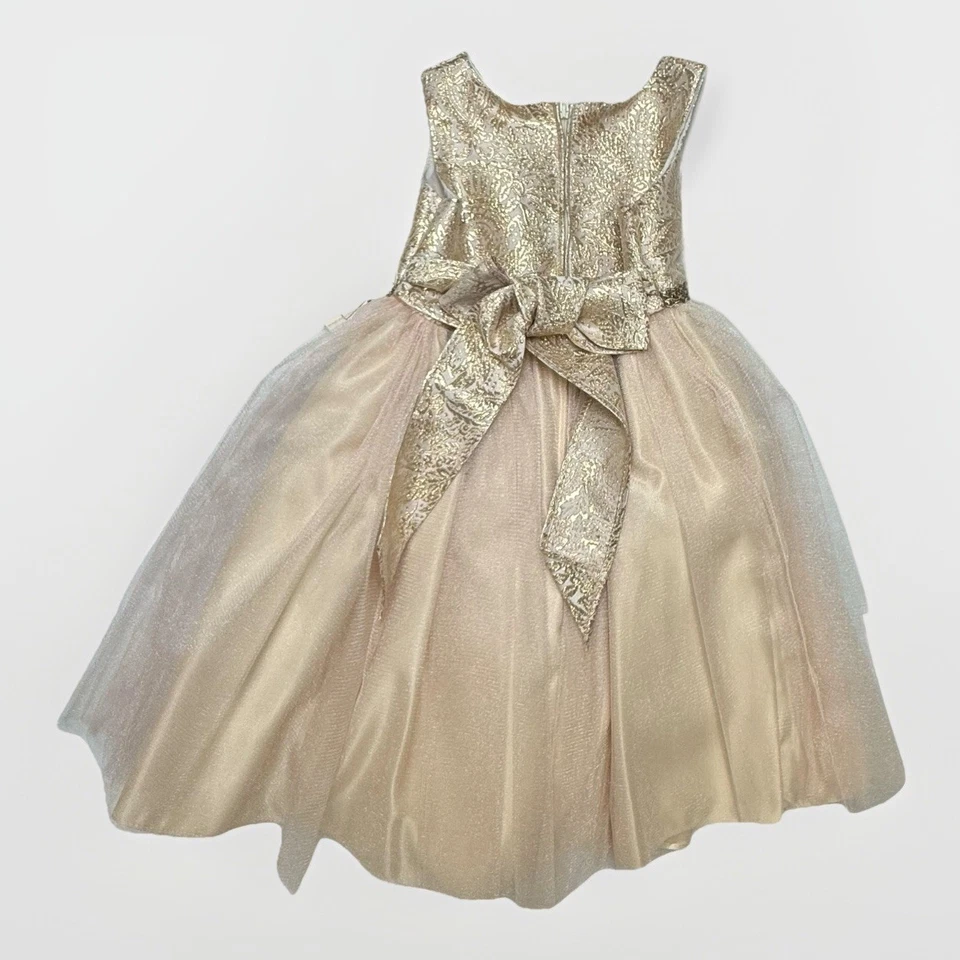 Nuevo Dulce Niños Niñas Vestido de Fiesta Vestido Rubor y Tul Dorado Vacaciones 2 Foto 2 de 4