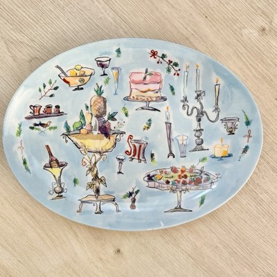 Crate & Barrel Diane Bigda RSVP Japanese Porcelain Platter Cake Party 14.5  X 11