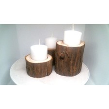 natural wood candle holder