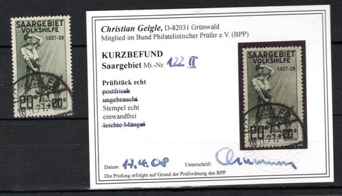 Saar 122II Abart Stamped BPP Befund (DA4279