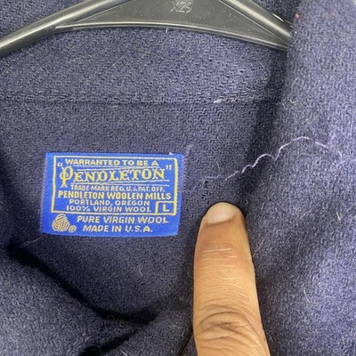 Vintage Pendleton Jacket Mens Large Navy Blue Wool Cruiser Made