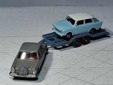 WIKING+HERPA H0 SET MERCEDES-BENZ 280 S+AUTOTRANSPORT-ANHÄNGER MIT TRABANT 601