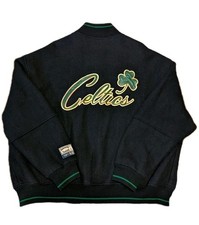 Boston Celtics Jacket 3XL VTG Carl Banks G-III NBA Starter Chalkline Bird Brown 