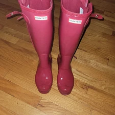 Hunter Unisex pink Plaid Tall Rain Willies Boots EU 36 SZ 5 W SZ 4 M