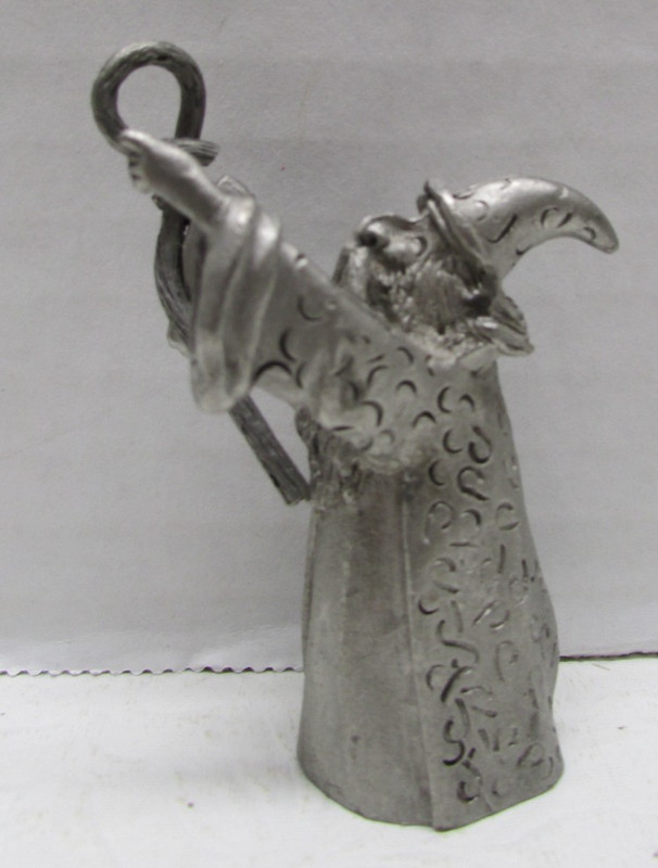 SPOONTIQUES Pewter Wizard casting spell with Raised Staff 3" Vintage 1986