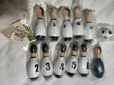 Muji Holz Mini Kegeln Bowling Set weiß England Team Fußballer Fußball