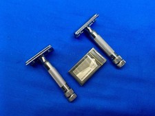 Merkur 34C HD Rasoio Doppio Bordo Finitura Cromata Argento Manico Compatto LOTTO DI 2