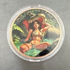 CROCODILE ATTACKED 1 Oz copper Coin Libertad Design Back Naughty