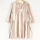 Knox Rose Dress Womens Sz Large Multicolor Striped Linen Blend Boho Casual