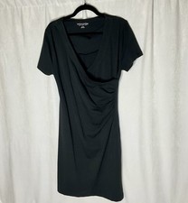 SOFT SURROUNDINGS Faux Wrap Dress Short Sleeve Black Size Missy M