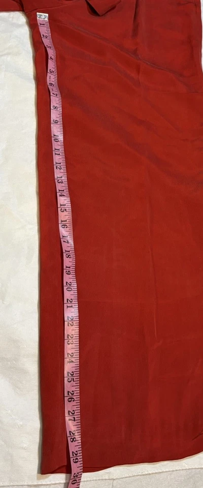 Pantalones de seda Due Per Due rojos holgados pierna ancha fluidos ropa de trabajo para mujer 8 Foto 3 de 4