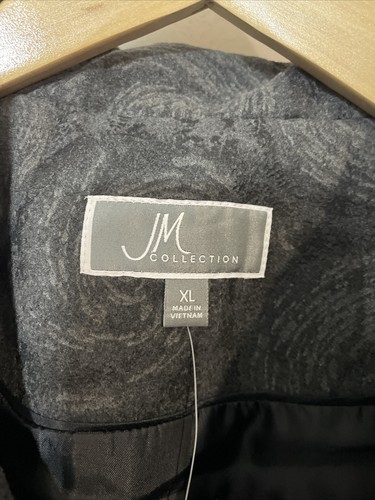 JM Collection Plush Wing-Collar Gray Coat Magic Swirl Size XL NWT Ret $99 - Picture 3 of 8