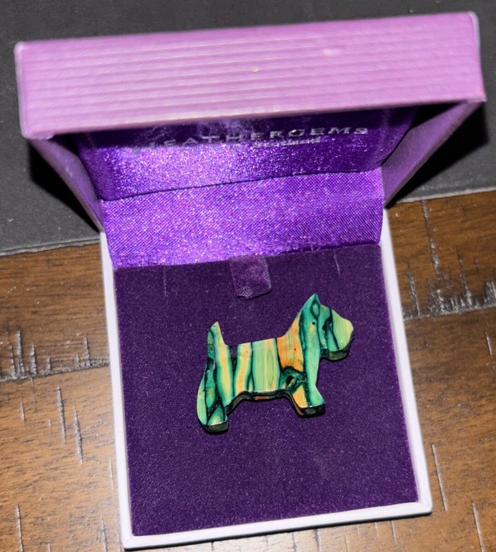 Unique Scottish Terrier Brooch -  Made in Scotland with Genuine Heather Gems  !!
