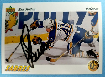 Ken Sutton Buffalo Sabres 1992 Upper Deck #458 Autographed Hockey Card ...