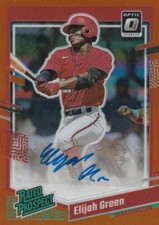ELIJAH GREEN 2023 DONRUSS  OPTIC RATED PROSPECT SIGNATURE ORANGE PARALLEL 10/25
