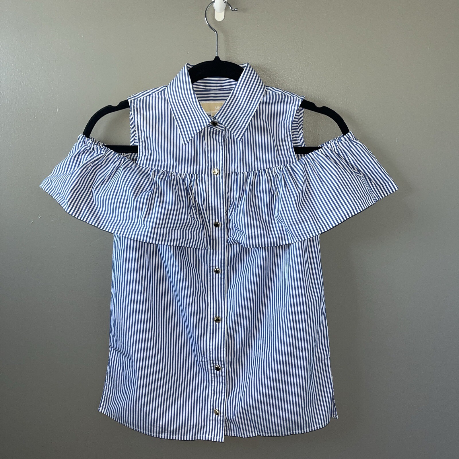 Michael Kors Ruffle Button Down Blouse Womens XXS… - image 4