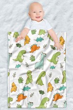 Fleece Baby Blanket, 30"x40", Cute Dino Pattern