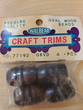 Craft Trims - Dark Brown Oval Barrel Beads 4 Pcs. 1" x 1/4 Inch New in Pkg