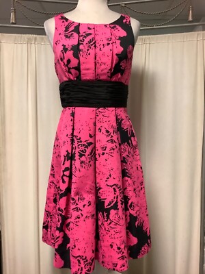 Plenty Dresses By Tracy Reese Fuchsia Floral Abstract High Waist Pleated  Dress 6 | eBay