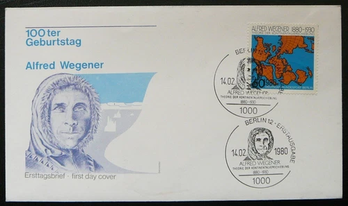 Germany Berlin FDC 1980 -  Wegener, Alfred - Theory of Continental Drift.
