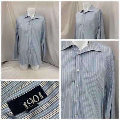 1901 Dress Shirt 16.5 34/35 Blue Stripe 
