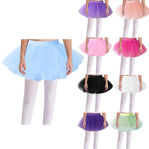 Kids Girls Tulle Layered Ballet Dance Tutu Skirt Elastic Waist Mesh Party Skirts - Picture 3 of 79