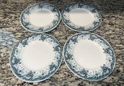 Pitcairns Limited Tunstall England Myrtle Dinner Plates 9'' Set of 4 Atq Blue Whi