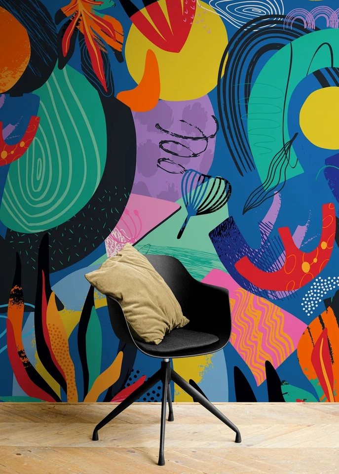 Papel pintado colorido boho moderno arte de pared moderno decoración del hogar papel tapiz geométrico Foto 3 de 4