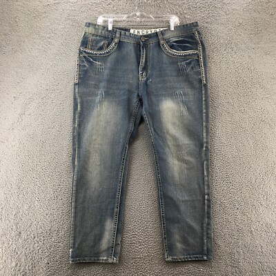 Encrypted Jeans Mens 38x30 (Actual 39.5x28.5) Blue Mid Rise Medium Wash Pockets