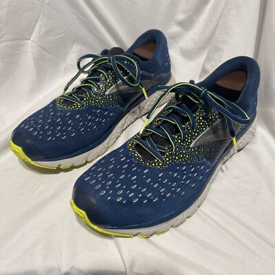 Brooks Glycerin 16 Athletic Running Shoes Blue Yellow Men’s Size Med  Width