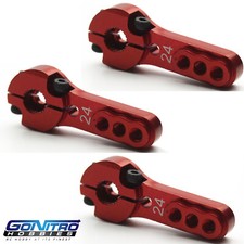Go Nitro Hobbies 24T 3 Hole Aluminum Heavy Duty Servo Arm 3 Red Hitec