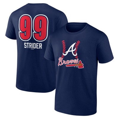 Men's Spencer Strider Navy Atlanta Braves Fastball Player Name & Number T-Shirt