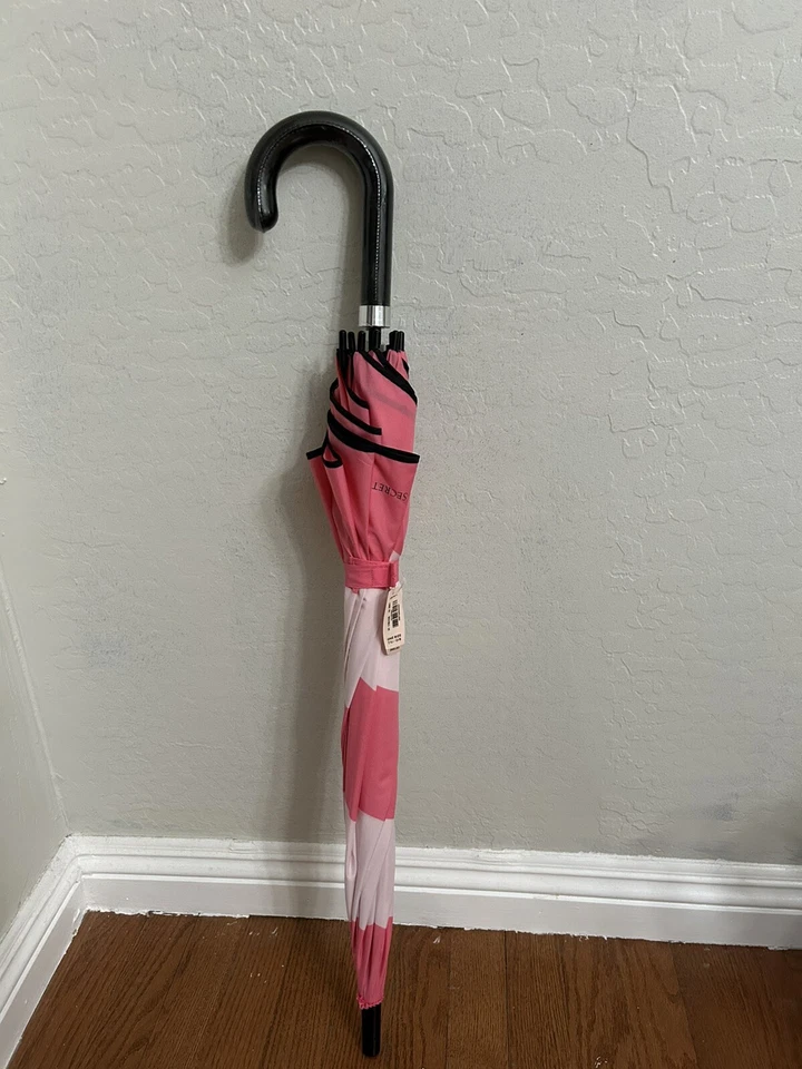 Sombrilla Victoria's Secret Icónica Signature Rosa Blanco Negro Rayas Nueva con Etiquetas Foto 3 de 4