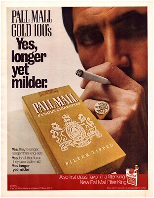 Print Ad Pall Mall Cigarettes 1971 Full Page Large Magazine 10.5''x13.5''