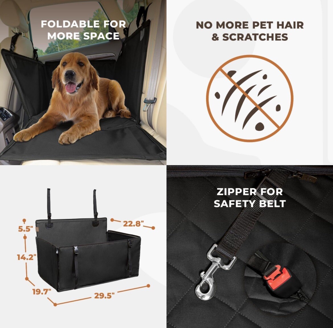 Wuglo Extra Stable Dog Car Seat Size Large With 4 Fastening Straps