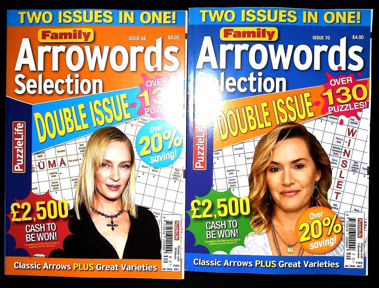 4 Arrow Words Puzzle Book Mags in 2 Double Issues Family Arrowords 260 Puzzles